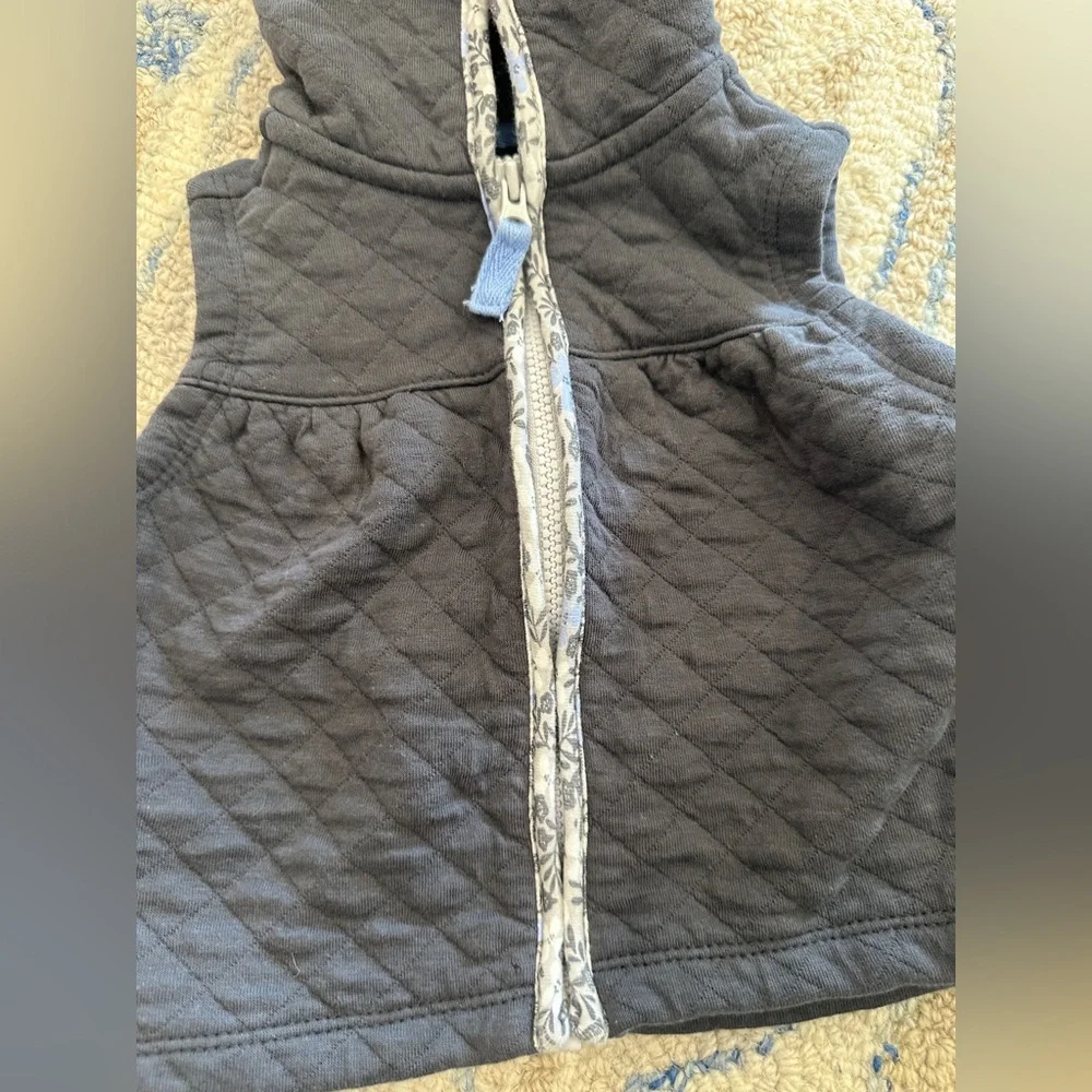 Carter's Charcoal Quilted Vest with Patterned Trim & Hoodie